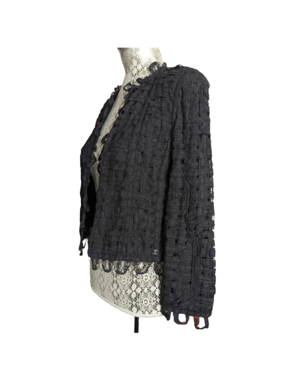 HP. Chanel Black Lace Detail Jacket